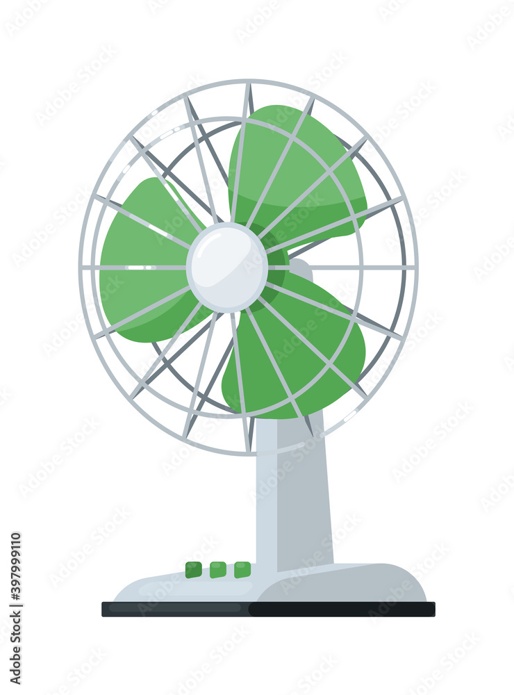 Electric desk fan home appliance on white background