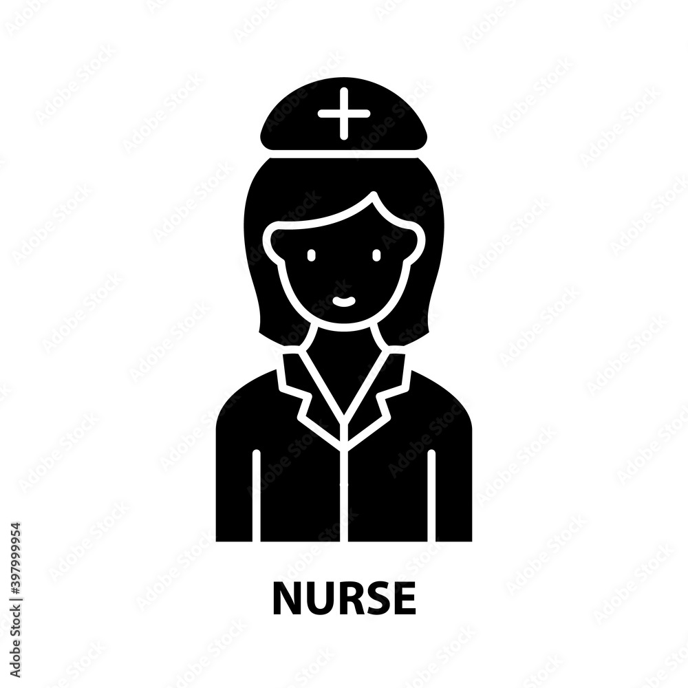 nurse icon, black vector sign with editable strokes, concept illustration