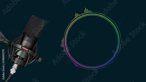 Microphone for recording podcasts. Audio wave