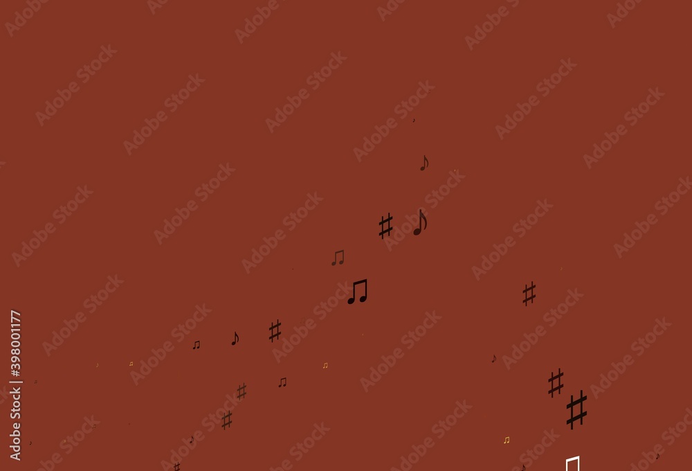 Fototapeta premium Light Orange vector pattern with music elements.