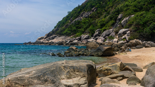 Island rocky white sand landscape view