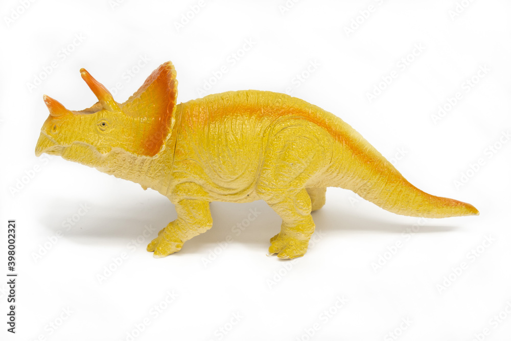 Fototapeta premium Triceratops plastic model toy in white background
