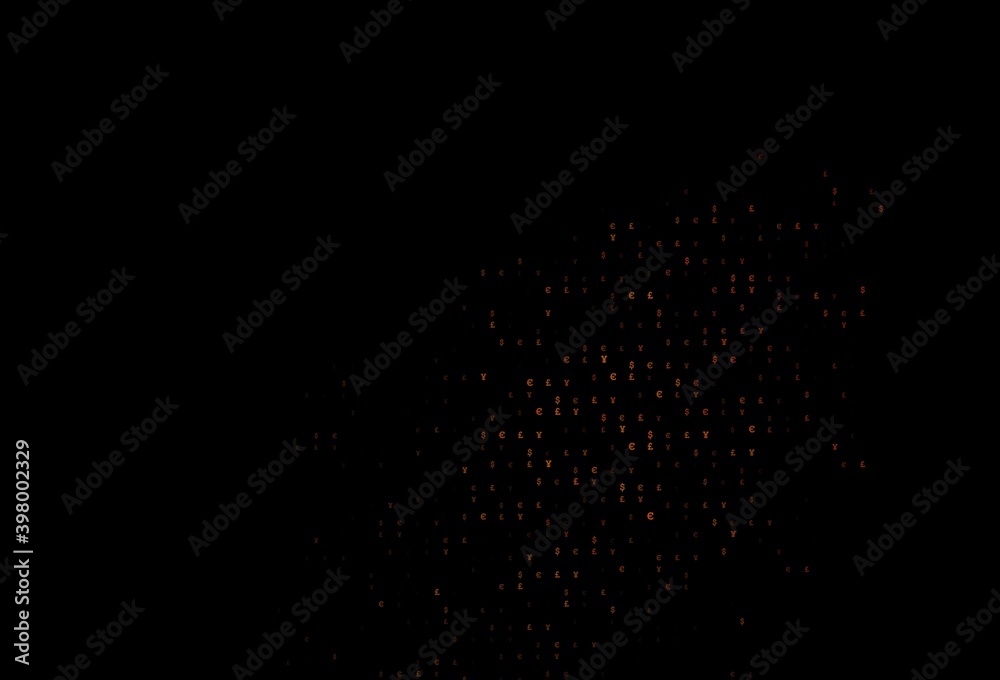 Dark Yellow, Orange vector pattern with EUR, JPY, GBP. Dark Yellow, Orange vector pattern with EUR, JPY, GBP.
