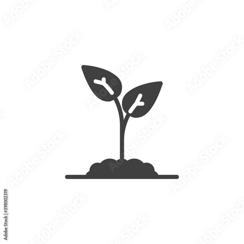 Growing plant vector icon. filled flat sign for mobile concept and web design. Plant in soil glyph icon. Symbol, logo illustration. Vector graphics