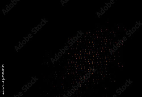 Dark Yellow, Orange vector pattern with EUR, JPY, GBP.