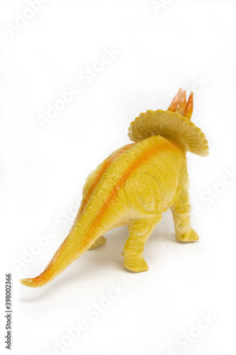 Fototapeta Naklejka Na Ścianę i Meble -  Triceratops plastic model toy in white background