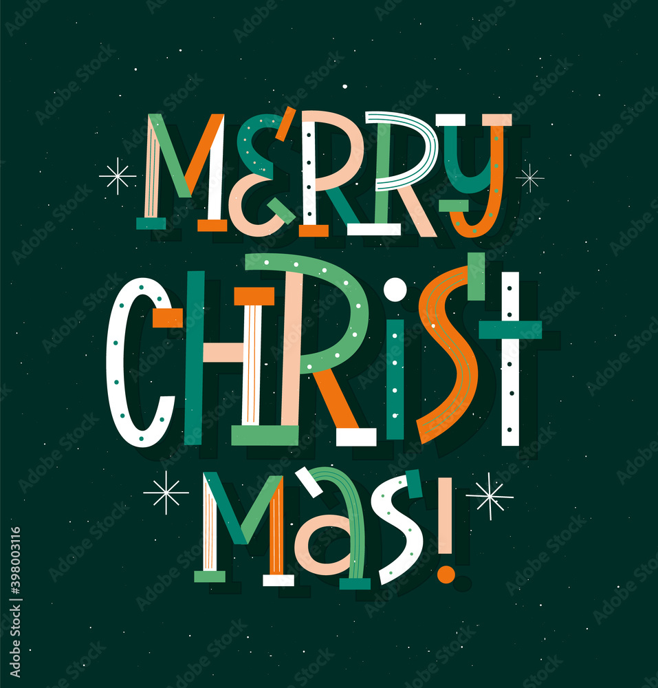 Merry Christmas vector modern typography poster