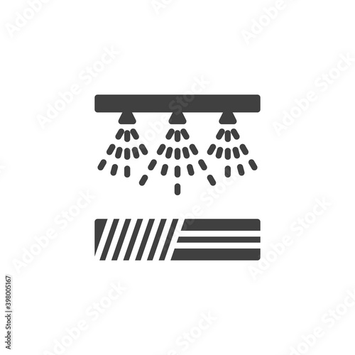 Irrigation sprinklers vector icon. filled flat sign for mobile concept and web design. Field watering, irrigation glyph icon. Symbol, logo illustration. Vector graphics