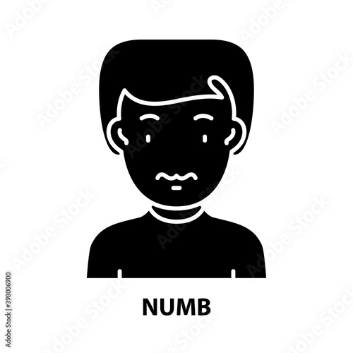 numb icon, black vector sign with editable strokes, concept illustration