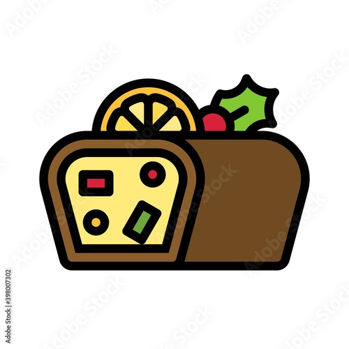 Fruitcake icon, Christmas food and drink vector