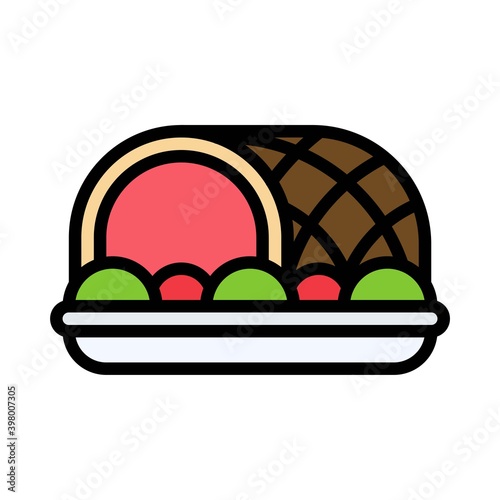 Ham icon, Christmas food and drink vector