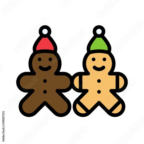 Gingerbread cookies icon, Christmas food and drink vector