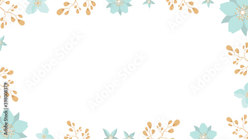 Frame made of flowers and leaves. Ready-made poster in gentle colors with place for text. For weddings and women's parties. Vector.