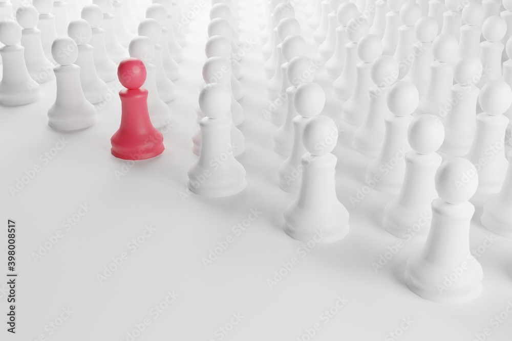 Business leader strategy concept with chess figures. 3D rendering