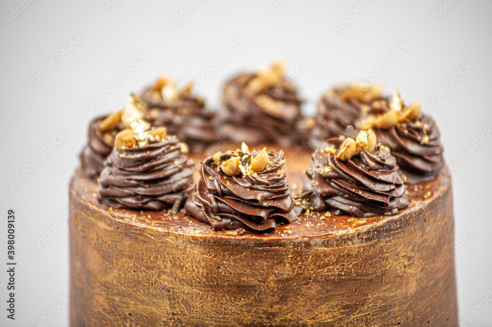 Delicious chocolate cake for a birthday or wedding