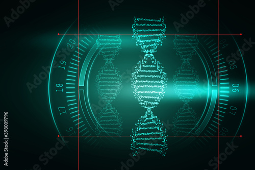 2d render of dna structure, abstract background 