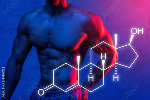 Muscular male torso and testosterone formula photo