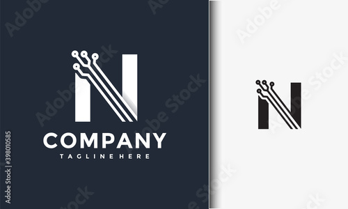 initials N logo technology photo