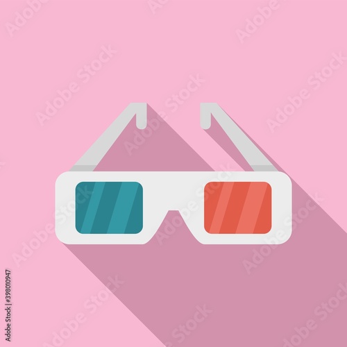 Cinema 3d glasses icon. Flat illustration of cinema 3d glasses vector icon for web design