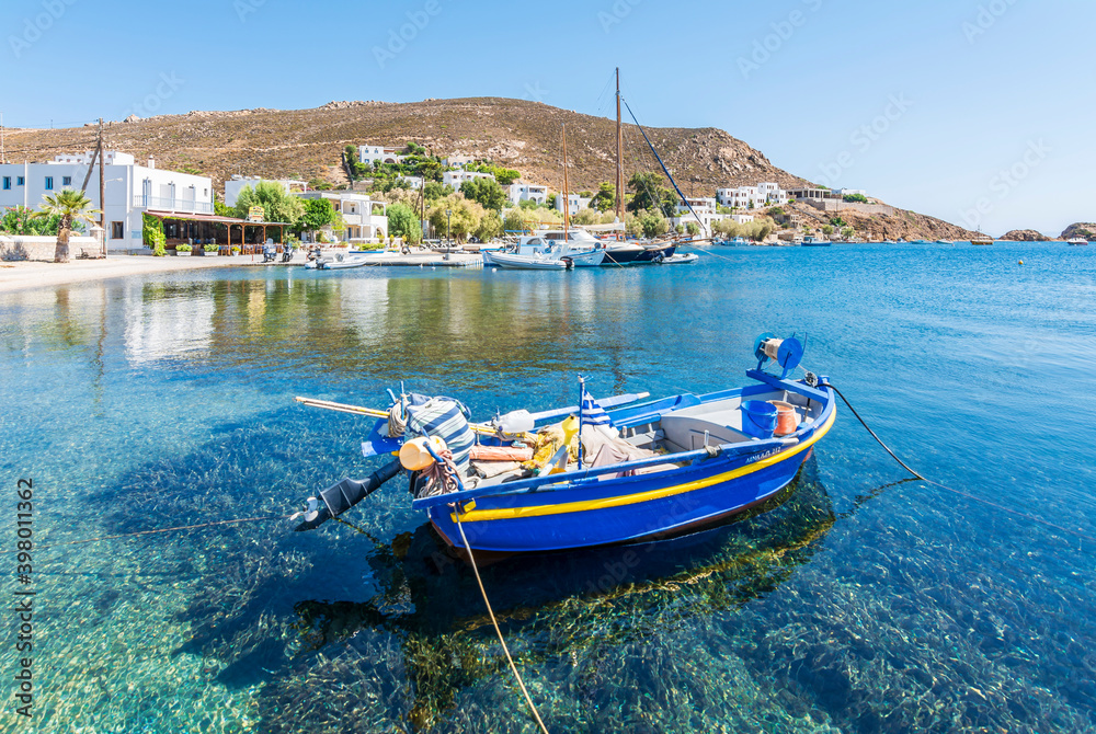 Fototapeta premium Grikos Village harbour view in Patmos Island. Patmos Island is populer tourist destination in Greece.