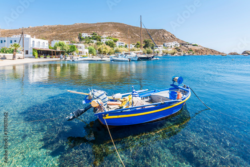 Grikos Village harbour view in Patmos Island. Patmos Island is populer tourist destination in Greece. photo