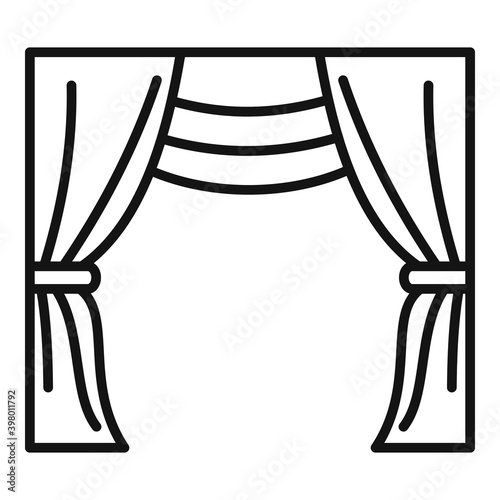 Cinema curtains icon. Outline cinema curtains vector icon for web design isolated on white background