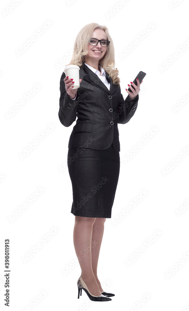 responsible business woman with coffee to take away. responsible business woman with coffee to take away.