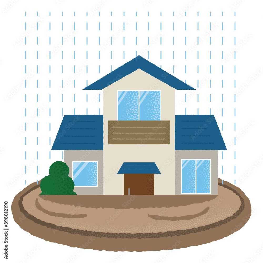水害に遭う住宅のベクターイラスト Stock Vector | Adobe Stock