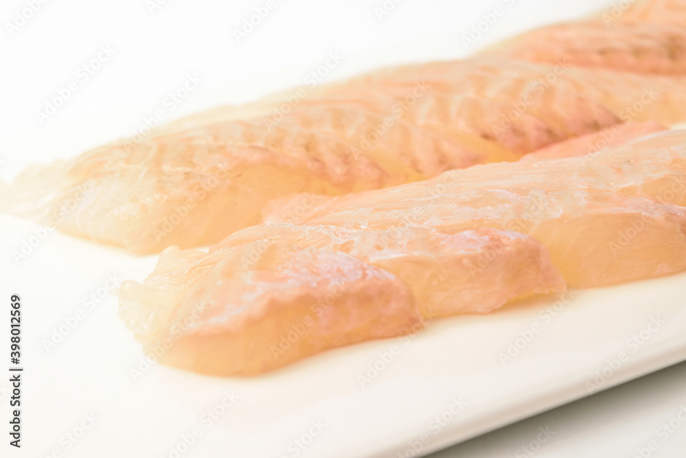 Flounder sashimi on white background