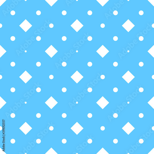 White dots on a blue backgrounds. Abstract seamless mosaic background. Pixels backdrop.