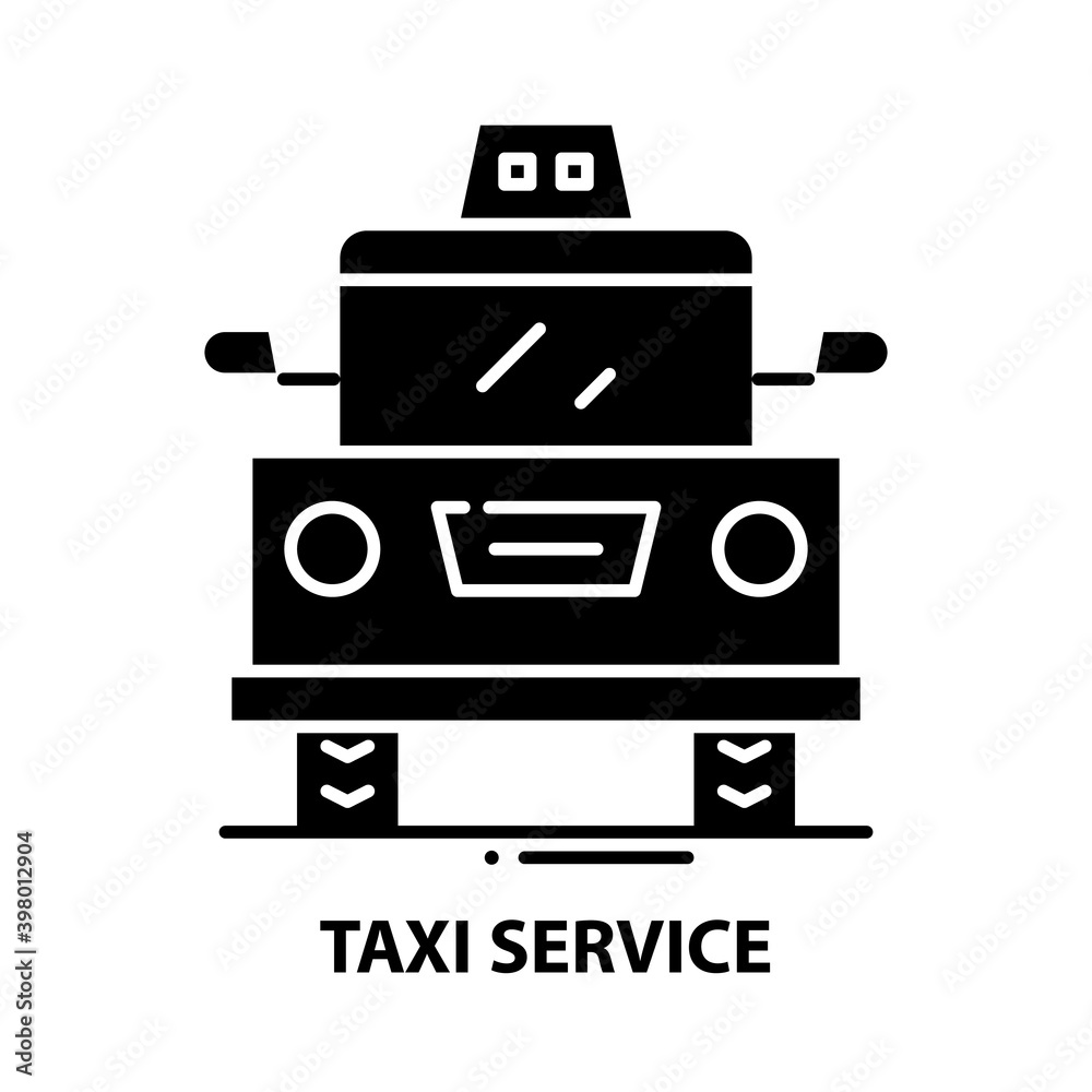 Fototapeta premium taxi service icon, black vector sign with editable strokes, concept illustration
