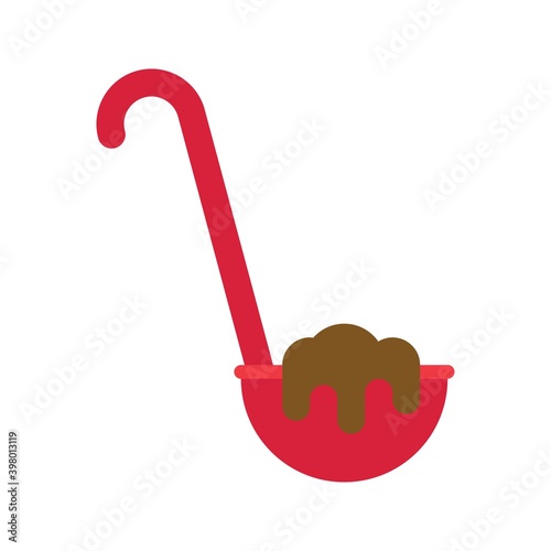 Stew in ladle icon, Christmas food and drink vector