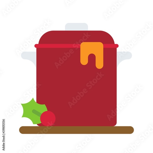 Stew pot icon, Christmas food and drink vector
