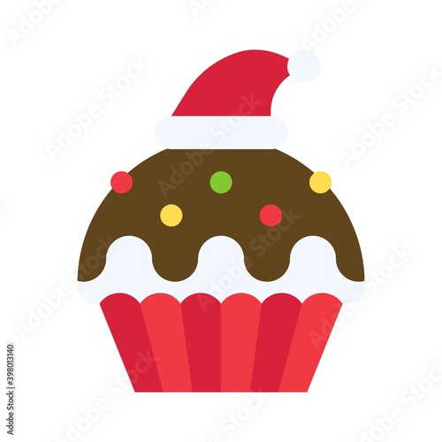 Christmas cupcake icon, Christmas food and drink vector