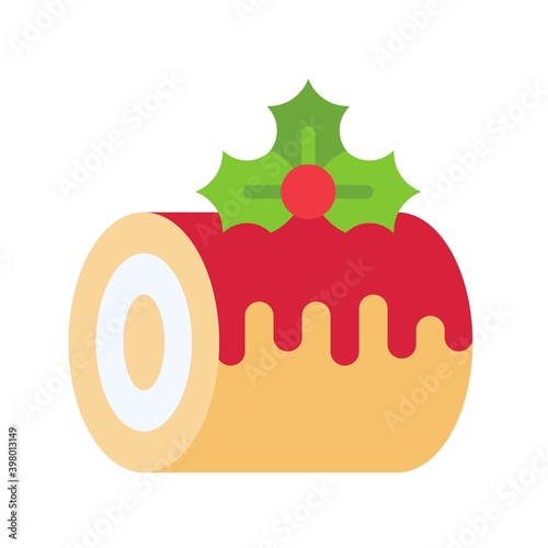 Swiss roll icon, Christmas food and drink vector