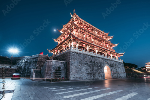Ancient city and city wall ruins in Chaozhou, Guangdong Province, China.The plaque up and down both are the name of this building called "Guangji Gate Tower"