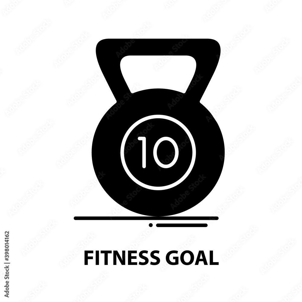 fitness goal icon, black vector sign with editable strokes, concept illustration fitness goal icon, black vector sign with editable strokes, concept illustration