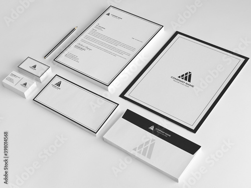 Minimal Branding Identity template. Business card, Letterhead, Invoice, Envelope, Business Folder in vector Illustration photo