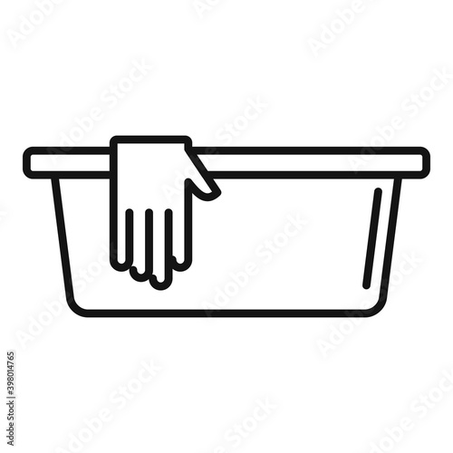 Cleaning basin gloves icon. Outline cleaning basin gloves vector icon for web design isolated on white background
