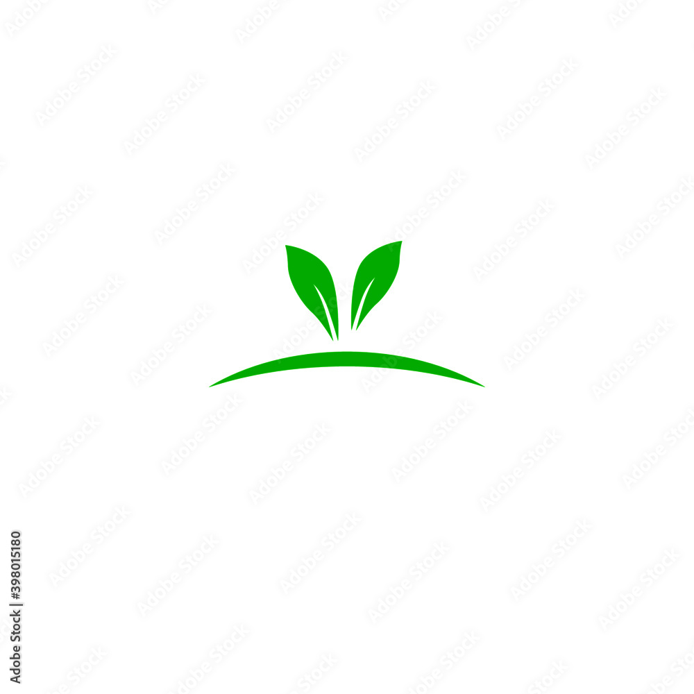 Simple design green Growing plant, art, sign, symbol illustration