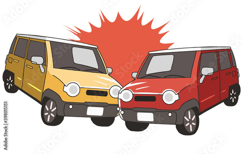 衝突する軽自動車