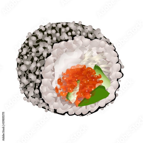 Rice sushi roll icon. Cartoon of rice sushi roll vector icon for web design isolated on white background