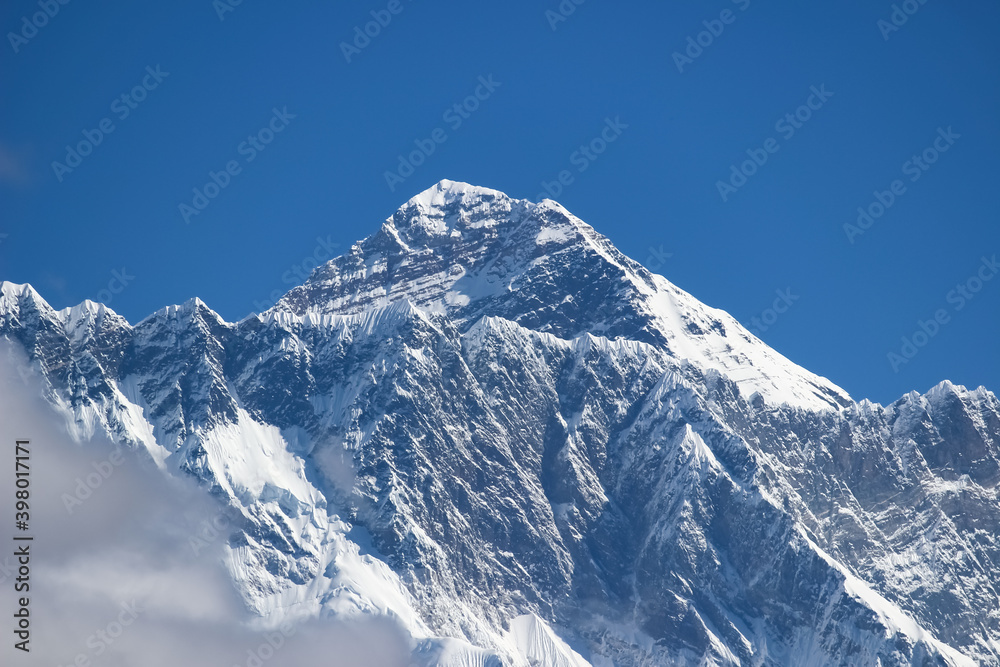 Photograph of Mount Everest, the highest mountain in the world, Sagarmatha