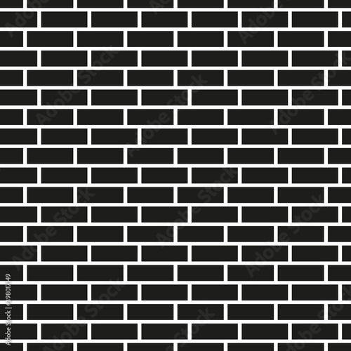 Brick wall seamless pattern. Simple mosaic background. Black and white geometric repeatable design