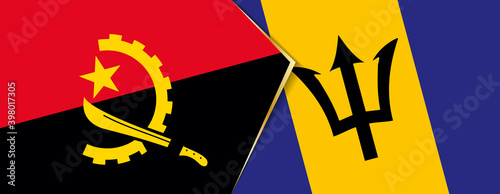 Angola and Barbados flags, two vector flags.