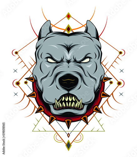 aggressive and angry pitbull dog vector badge logo template