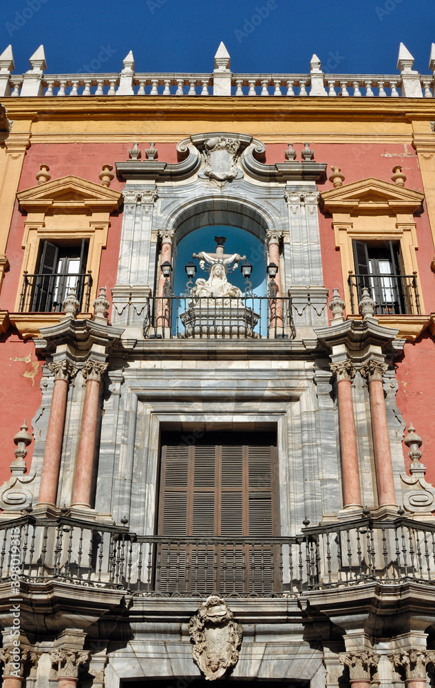 Historic facade in the Malaga Old Town - Spain 