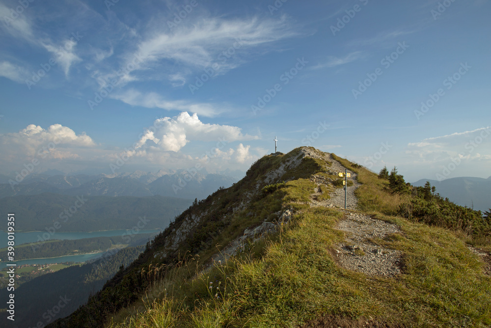 Summit cross at Heimgarten mountain in Bavaria, Germany