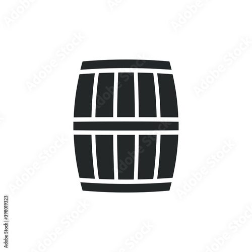 Wooden barrel vector icon. Beer and wine wood container symbol. Whiskey and rum brewery sign. Simple shape alcohol drink logo.