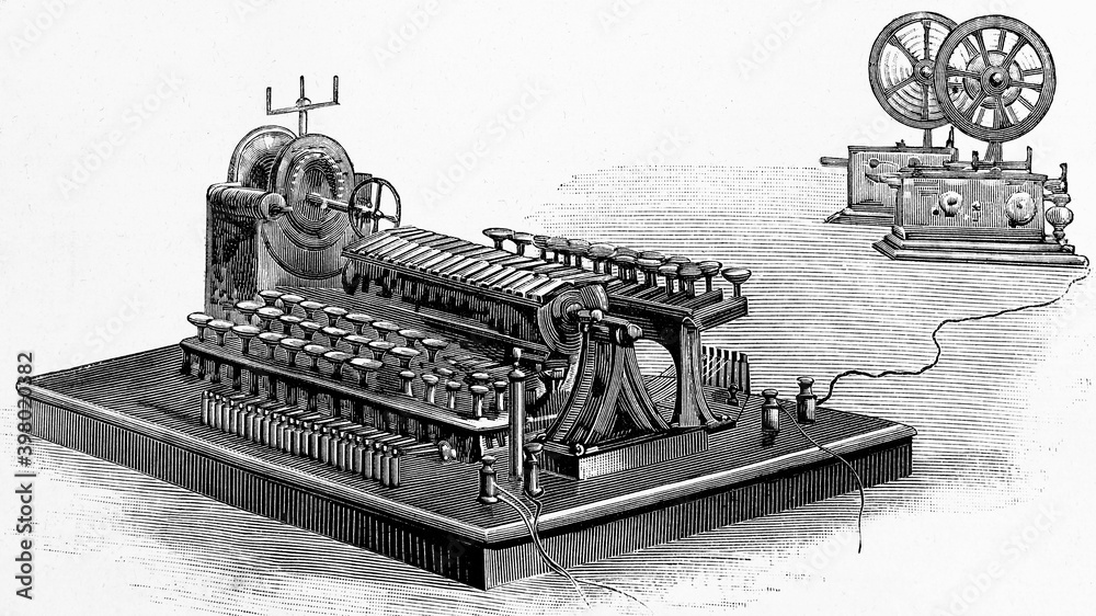 Φωτογραφία Device for Morse telegraphy with keyboard Cerebotani system